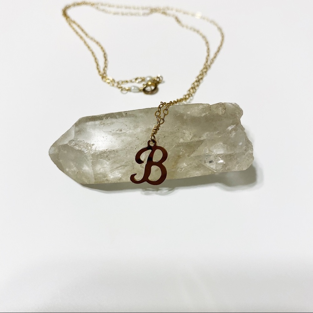Gold Initial Letter “B” Charm Necklace